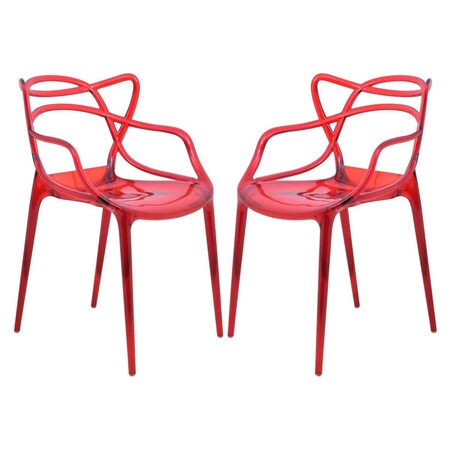 Kd 32.5 x 21 x 17.5 in. Milan Modern Wire Design Chair Red - Set of 2 KD3039915